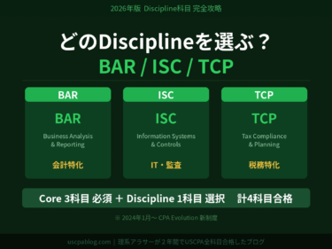 【2026年版】USCPA新試験のDisc科目はどれを選ぶ？BAR・ISC・TCPの選び方を徹底比較